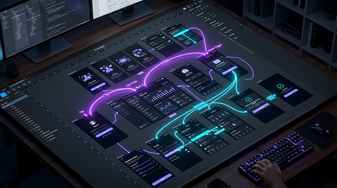 Interactive Figma Prototyping Canvas and Micro-Interaction Flow