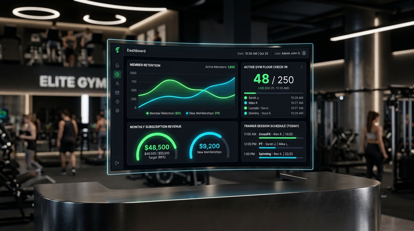 Gym ERP Dashboard and Turnstile Floor Monitor