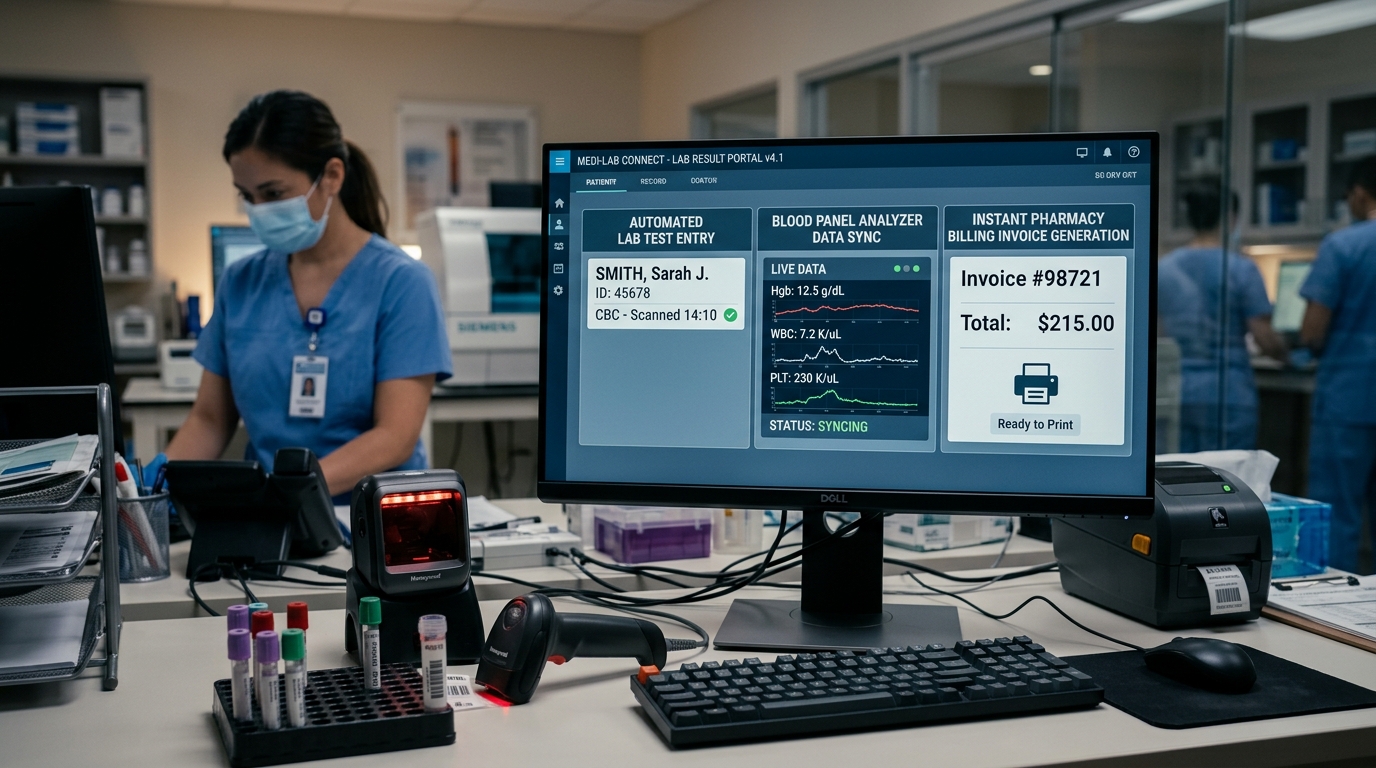 Hospital Pharmacy Counter and Diagnostic Laboratory Billing Integration