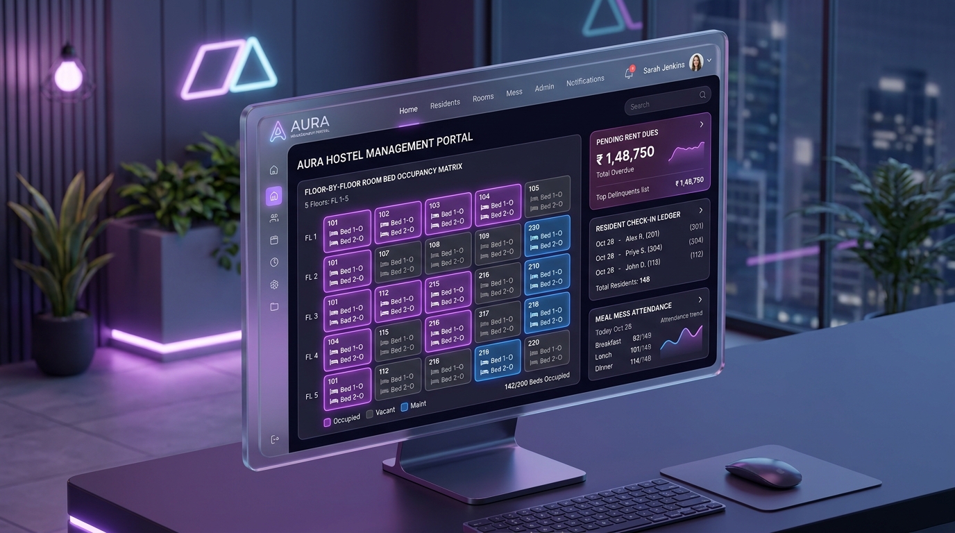 Hostel and Accommodation Management Dashboard Interface