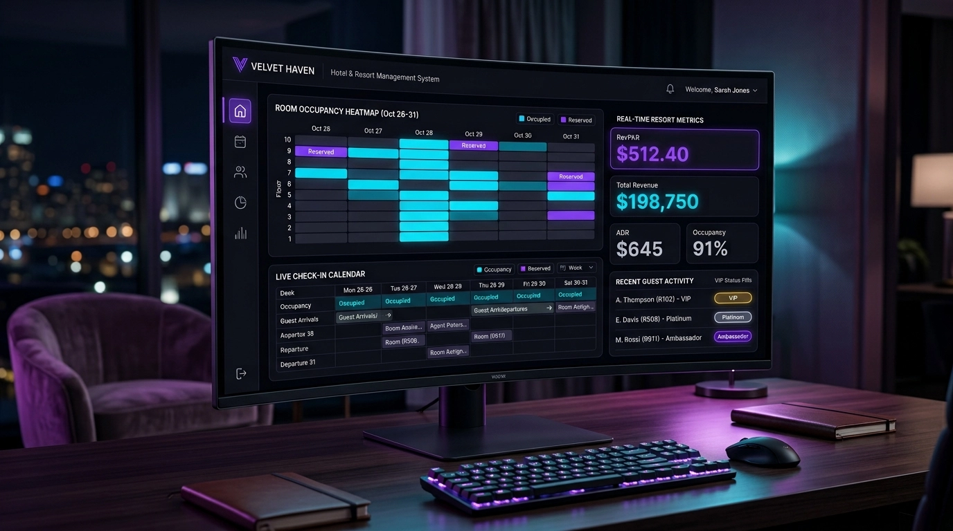Pixels Craft Hotel & Resort Management System Enterprise PMS Dashboard