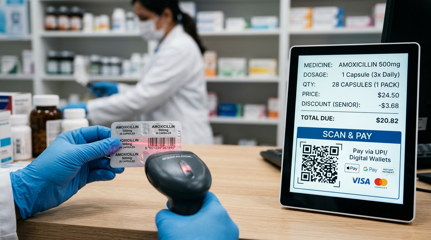 Sub-Second Barcode Counter Checkout with Customer Screen