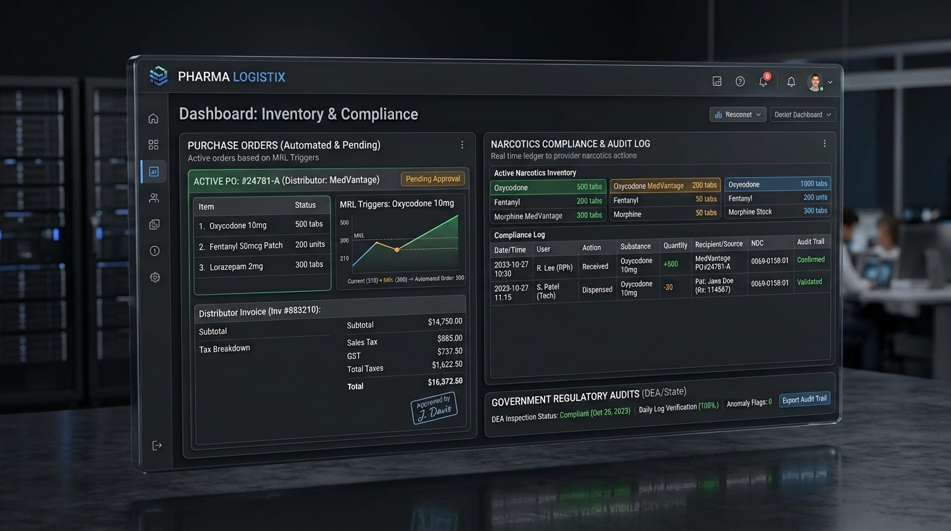 Automated Distributor Purchase Orders and Narcotics Log