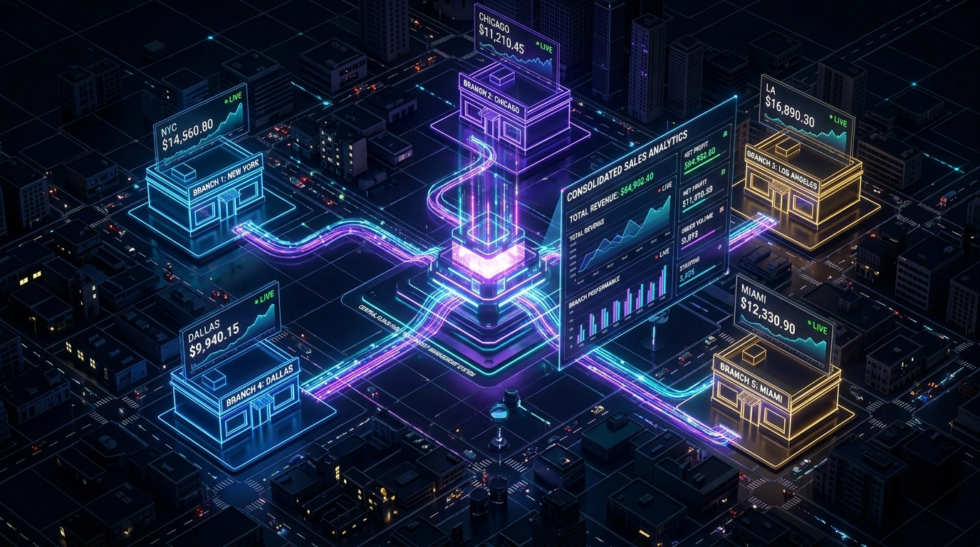 Multi-Branch Restaurant Cloud Centralized Dashboard Synchronizing Outlets