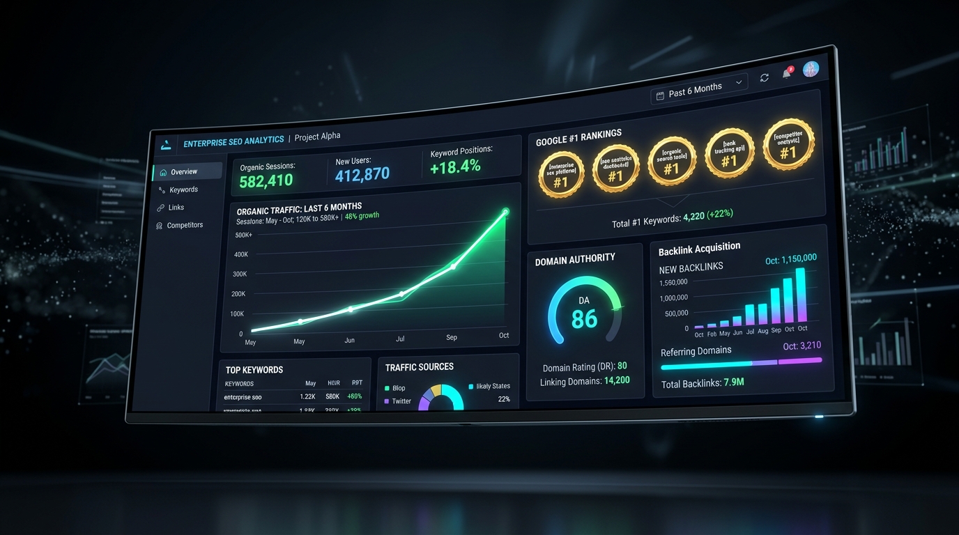 Enterprise SEO Analytics Dashboard and Keyword Rank Tracker
