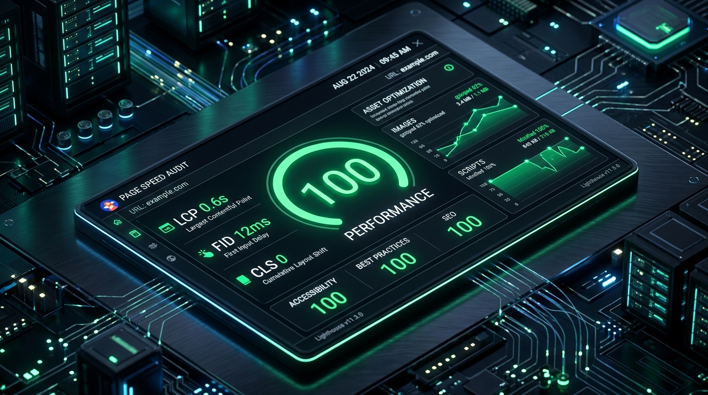 Google PageSpeed 100 and Core Web Vitals Audit Dashboard