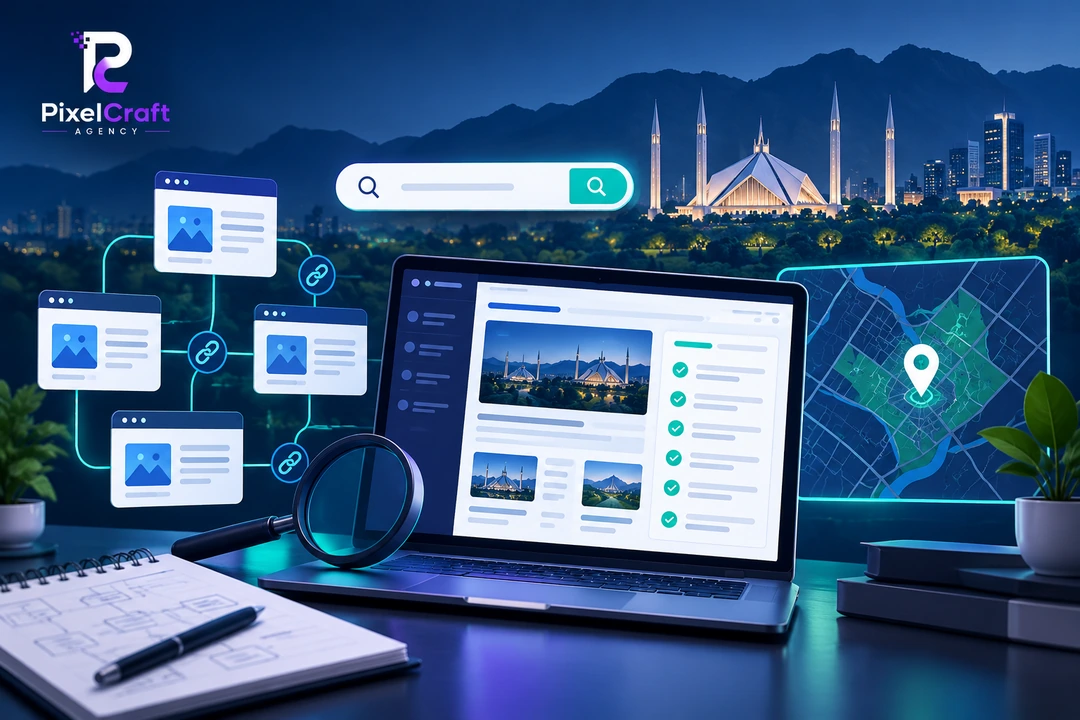 SEO Services in Islamabad project planning illustration