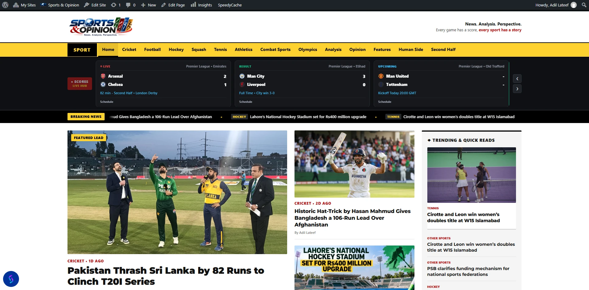 Sports News & Live Scores homepage — Sports & Opinion